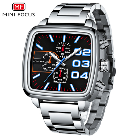 MINIFOCUS-reloj de cuarzo para hombre, de negocios, de acero inoxidable, luminoso, multifuncional, resistente al agua, Masculino + caja ► Foto 1/6