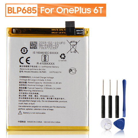 OnePlus Original de reemplazo de batería del teléfono BLP685 para OnePlus 6T OnePlus 7 uno más 6T uno más 7 batería Original del teléfono 3700mAh ► Foto 1/6