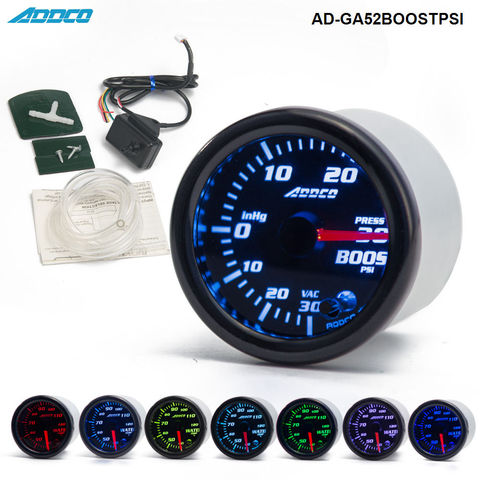 Medidor de impulso Turbo para coche eléctrico, medidor de aumento de Turbo, con Sensor y soporte AD-GA52BOOSTPSI, 7 colores, 52mm, s -2