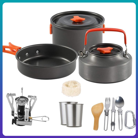 Utensilios de cocina ultraligeros para acampar, hervidor de agua para exterior, olla de viaje de aluminio, utensilios para senderismo y Picnic ► Foto 1/6