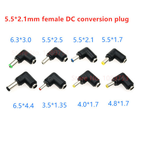 Uds Jack de alimentación DC 5,5x2,1mm hembra a 6,5, 4,8, 4,4, 4,0, 3,5, 3,0, 2,5, 2,1, 1,7, 1,35mm conector macho DC conectores ► Foto 1/1