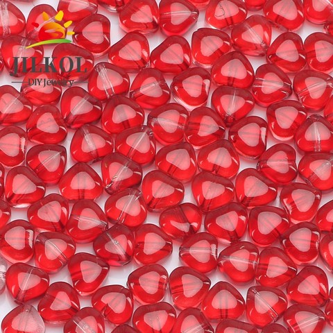 Cuentas de cristal checo en forma de corazón para fabricación de joyas, cuentas de cristal Rojas transparentes para collar, pendientes hechos a mano, bricolaje, 6x6mm ► Foto 1/6