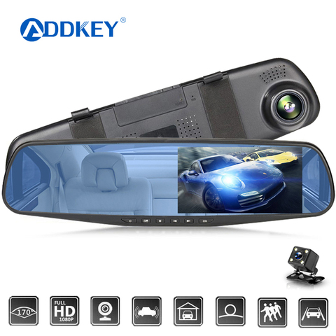 ADDKEY-Cámara de salpicadero Full HD para coche, grabador de vídeo Dvrs de 4,3 pulgadas, cámara Espejo, Dvr, grabación en bucle, seguimiento de movimiento, 1080P ► Foto 1/6