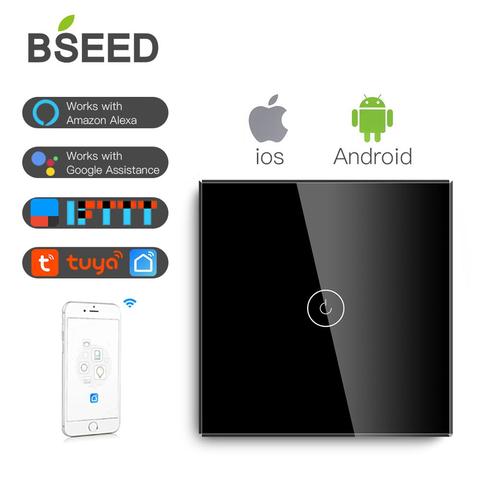 BSEED-Interruptor táctil para luz Wifi, interruptor inteligente inalámbrico de banda 1, color blanco y negro dorado, compatible con Tuya Smart Home ► Foto 1/6