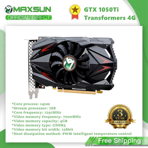 Maxsun GTX1050TI Transformers 4G tarjeta de gráficos Nvidia GDDR5 128bit GPU de juegos de vídeo tarjeta de vídeo para PC ordenador DP DVI ► Foto 1/6