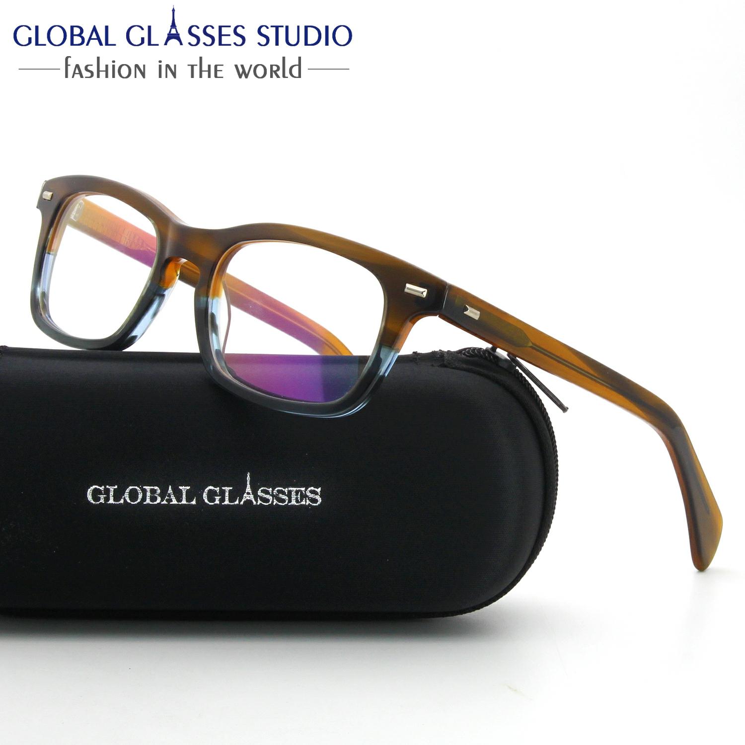 De moda Rectangular de dos tonos acetato hombres mujeres negro Demi verde Marco de gafas marco óptico de gafas 617G ► Foto 1/6