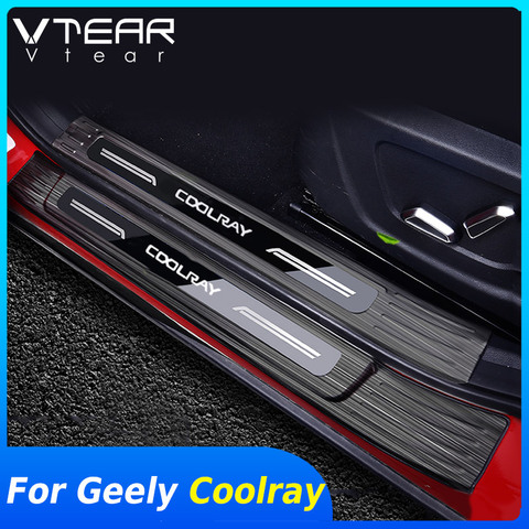 Vtear-cubierta de alféizar de puerta para Geely Coolray sx11, pedal interior, decoración de estilo de coche, piezas de accesorios de moldura cromada, 2022 ► Foto 1/6