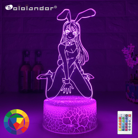 Luz LED de noche de Anime para decoración de dormitorio, lámpara de Manga 3D RGB, regalo para amigos, chica conejito ► Foto 1/1