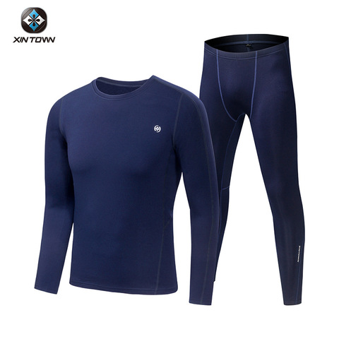 Conjuntos de ropa interior térmica para hombre, ropa interior térmica de lana de secado rápido, para esquí, correr y Fitness, Otoño e Invierno ► Foto 1/6