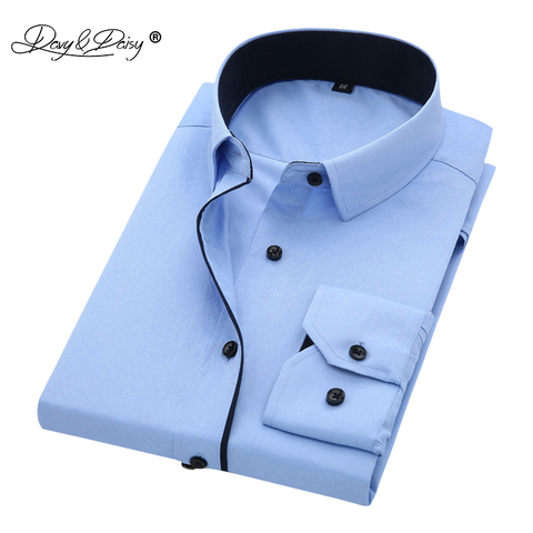 DAVYDAISY-camisa manga larga para hombre, Camisa de sarga lisas casuales, camisa Formal de negocios, ropa de hombre, camisas DS085, gran oferta ► Foto 1/6