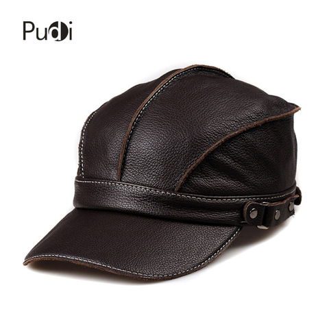 Pudi HL006-gorra de béisbol de cuero auténtico para hombre, sombrero de béisbol de piel auténtica, ajustable, unisex ► Foto 1/6