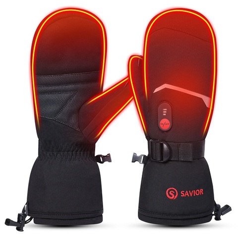 SAVIOR HEAT-guantes de esquí con calefacción para hombre y mujer, manoplas de abrigo recargables de 7,4 V, guantes con batería para esquiar y senderismo ► Foto 1/6