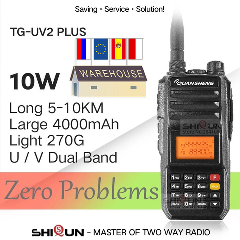 Walkie-talkie de 10 KM QuanSheng TG-UV2 Plus, 10W, largo alcance, 10 KM, 4000mah, Radio, 10 KM, vhf, uhf, banda Dual, analógico, UV2Plus ► Foto 1/6
