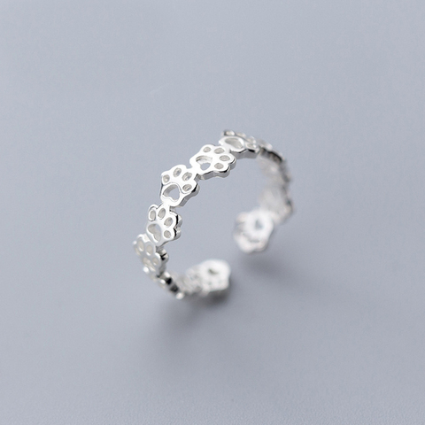 MloveAcc-anillo apilable de Plata de Ley 925 para mujer, con huellas de perro y gato, joyería de boda, regalo de San Valentín ► Foto 1/5