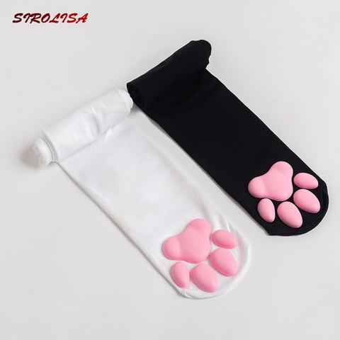 Calcetines largos de algodón con estampado de pata de gato para mujer, peonzas para gato, hasta la rodilla, para Cosplay ► Foto 1/6