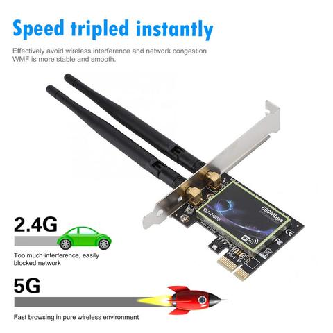 Tarjeta de red inalámbrica PCI-E de doble banda, 600Mbps, 2,4G/5GHz, PCI Express 802,11, adaptador WiFi y Ethernet Gigabit b/g/n para PC de escritorio ► Foto 1/6