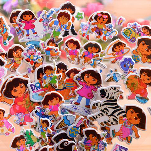 De dibujos animados princesa Dora de pegatinas Puffy pegatinas de pared para el regalo de los niños puffy recompensa decoración de habitaciones juguetes Scrapbook ► Foto 1/6