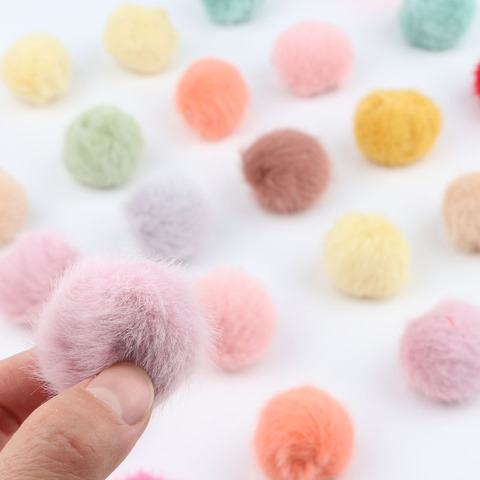 Bolas de pelo esponjosas de 25mm, pompón artesanal para llavero, joyería, pendiente, Bola de pompón colorida, accesorios para el cabello, 10 piezas ► Foto 1/6