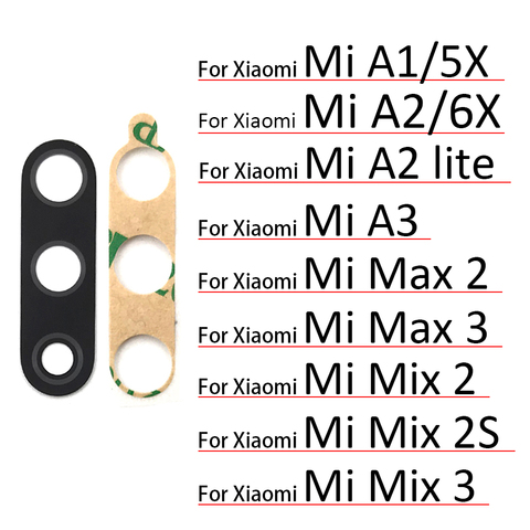 Nuevo para Xiaomi Mi 5X 6X A1 A2 Lite A3 mezclar 2 2S 3 Max 2 3 cámara trasera de la Lente de Cristal adhesivo con cola de repuesto ► Foto 1/5