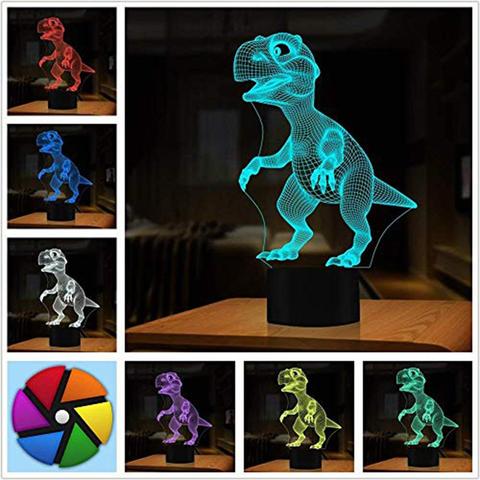 Lámpara LED 3D de dinosaurio para Halloween, luz nocturna de Control táctil en 7 colores, regalos para niños, decoración de mesa para sala de estar y dormitorio ► Foto 1/6