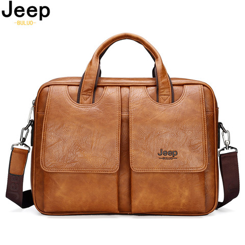 JEEP BULUO-maletín de viaje para hombre, bolso grande multifuncional de 14 pulgadas, de cuero dividido ► Foto 1/6