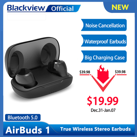 Blackview-auriculares AirBuds 1 TWS, inalámbricos por Bluetooth, auriculares IPX4 impermeables con caja de carga y micrófono ► Foto 1/6