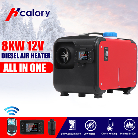 Todo en un aire calentador diesel 1KW-8KW ajustable 12V un agujero calentador de coche para camiones Motor-casas barcos autobús LCD + interruptor de llave + control remoto ► Foto 1/6