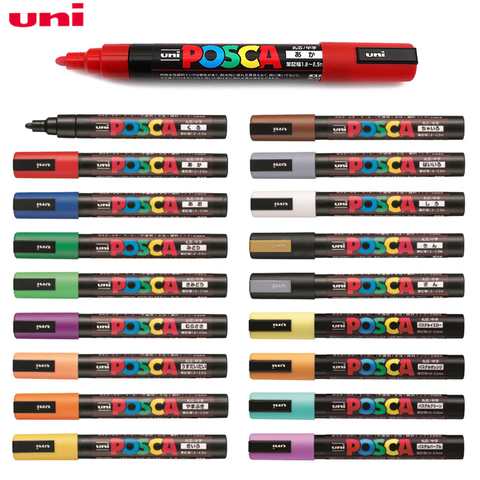 Uni Posca-rotuladores de pintura de PC-5M, punta media, 1,8mm-2,5mm, 17 colores para escuela, oficina, suministros de arte japonés, 1 Uds. ► Foto 1/6