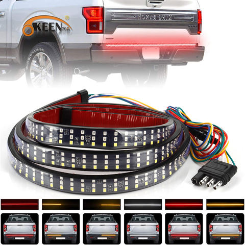 OKEEN-tira de luces LED de freno para coche, luz de giro de 12V, 49 pulgadas/60 pulgadas, señal de advertencia, Flexible, trasera, marcha atrás, Flash doble, Color Rojo ► Foto 1/6