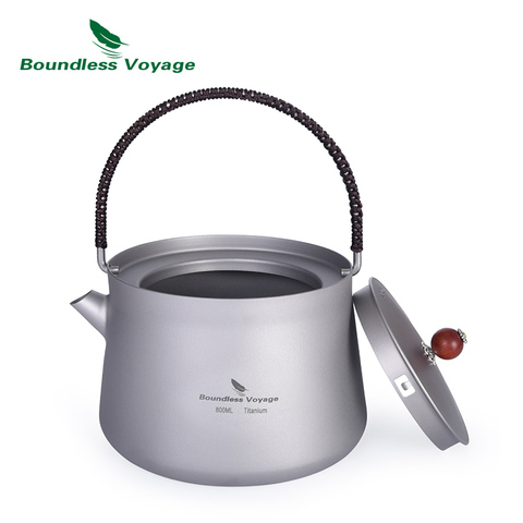 Boundless Voyage Outdoor Camping tetera de titanio con tapa de mango antiescaldado de filtro para agua café té 800ml ► Foto 1/5