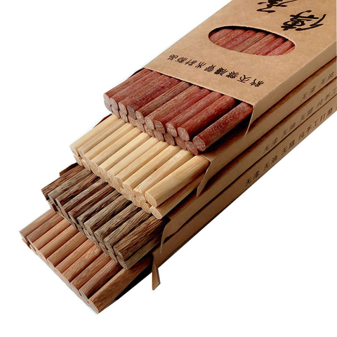 Vacclo-palillos chinos de madera Natural, 5 pares, sin cera, saludable, para Sushi, arroz, vajilla de Hotel ► Foto 1/6