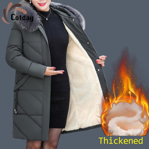 Cotday-Chaqueta larga de algodón con capucha para mujer, forro suelto y acolchado de estilo chino, el mejor abrigo cálido para invierno, ropa de nieve, abrigos, 2022 ► Foto 1/6