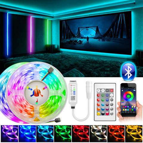 Tira de luces Led RGB de 5m, 10m, SMD5050, 2835, Bluetooth, Flexible, no impermeable, 12V, cinta Led para casa y Navidad ► Foto 1/6