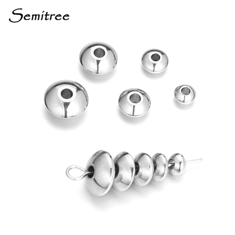 Semitree 50 Uds 4mm 5mm 6mm 7mm 8mm ronda de acero inoxidable plana cuentas espacio cuentas DIY dijes de cuentas para hacer joyería ► Foto 1/5