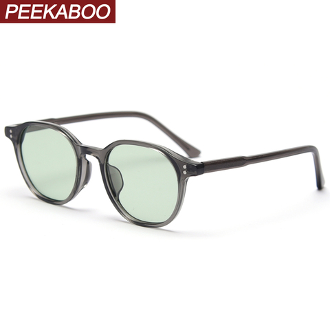 Peekaboo-gafas de sol redondas polarizadas para hombre, TR90, verde, azul, uv400, Estilo vintage coreano, Con remache amarillo ► Foto 1/6