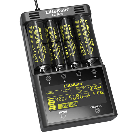 2022 Liitokala Lii-500 Lii-PD4 Lii-500S Lii-PL4 Lii-S4 Sbattery cargador 18650 21700 26650 AA 18350, 18500, 17500, 25500 batería ► Foto 1/6