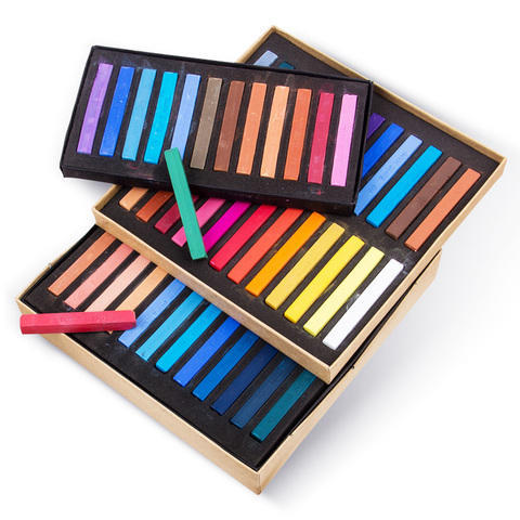 Crayones suave y seco Pastel 12/24/36/48 colores/Set de dibujo artístico Color tiza pincel de cera artículos de papelería para estudiantes suministros de arte ► Foto 1/6