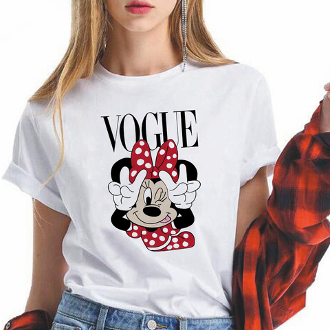 Camiseta de Minnie Mouse para mujer, Top Kawaii, camisetas gráficas de dibujos animados, camiseta Harajuku de Disney, camiseta Unisex de moda para mujer ► Foto 1/6