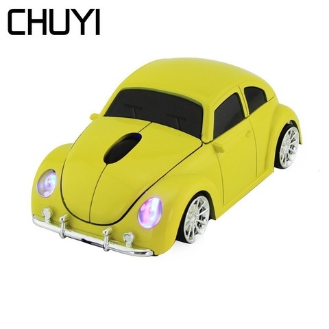 CHUYI-ratón inalámbrico de 2,4 Ghz con diseño de coche deportivo para niño, Mini ratón óptico USB para oficina, Kit de alfombrilla de ratón ► Foto 1/6