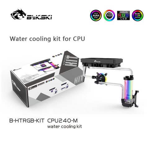 Bykski-Kit de enfriador líquido para CPU INTEL AMD, paquete de refrigeración de tubo rígido, radiador de cobre de 240mm, ventilador de 120mm, soporte AURA RGB ► Foto 1/6