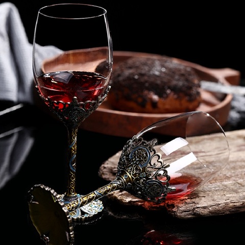 Copa de vino de alta gama, juego de cristal de 350ml, pequeña copa alta retro de lujo, 1 ud. ► Foto 1/6