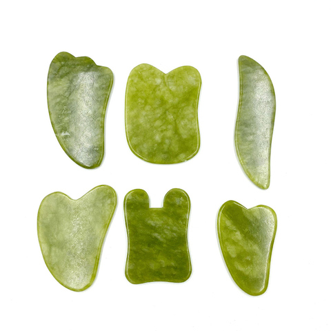 Gua sha-rascador de Jade Natural para masaje facial, masajeador de piedra Gua sha, herramienta para masaje facial, relajación de belleza para delgazar, elevación fina del cuello ► Foto 1/6