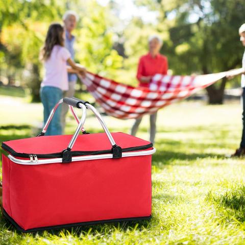 Cesta de la compra plegable para acampada, bolsa enfriadora para 2-8 personas, para el almuerzo, bebida, preservación del calor, para playa, escuela, picnic, almacenaje para acampada ► Foto 1/6