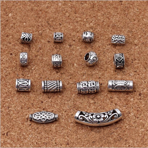 Cuentas espaciadoras de tubo tallado de plata tibetana, 10 Uds., para fabricación de joyas, pulseras con dijes, accesorios de joyería hechos a mano DIY ► Foto 1/3