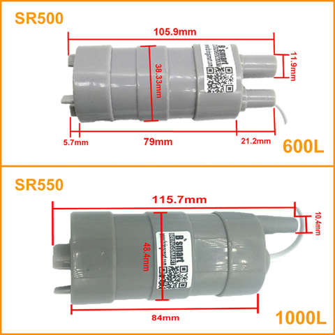 Bomba de agua sumergible de 12V, 24V, 600l/H, 1000l/H, CC de alta presión, SR500 SR550, Micro Motor de tres cables, bomba de agua con adaptador ► Foto 1/6