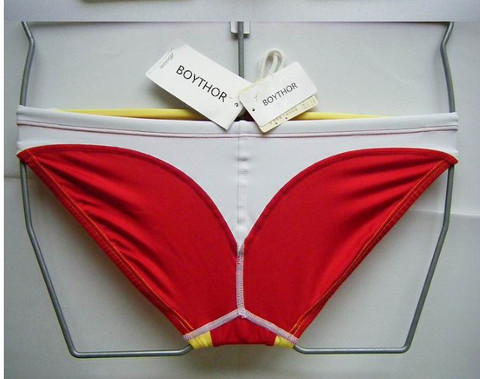 BOYTHOR-bañadores trigonométricos personalizados para hombre, decoración de bloques de color rojo clásico, bañadores sexys para nadar ► Foto 1/2