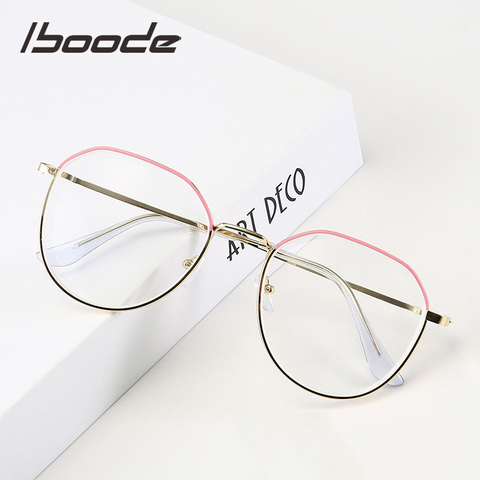 Iboode-Montura de Gafas de Metal con luz azul para hombre y mujer, lentes ópticas Retro con protección contra rayos azules ► Foto 1/6