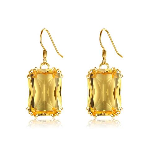 Pendientes de gota de citrino auténtico para mujer, de 18K de Color dorado, aretes de Plata de Ley 925 para mujer, aretes coreanos, joyería 2022 ► Foto 1/6