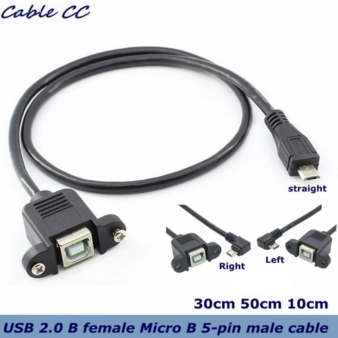 Panel de impresora USB 2,0 B para escáner, conector hembra, montado en USB Micro B de 5 pines, cable macho de 90 grados, la mejor calidad, 30cm, 50cm, 100cm ► Foto 1/5