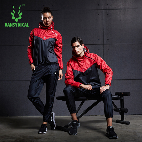 VANSYDICAL-traje de Sauna para hombre, conjunto de ropa de gimnasio, sudaderas con capucha, Jersey, ropa deportiva para correr, Fitness, para perder peso, traje deportivo para trotar ► Foto 1/6